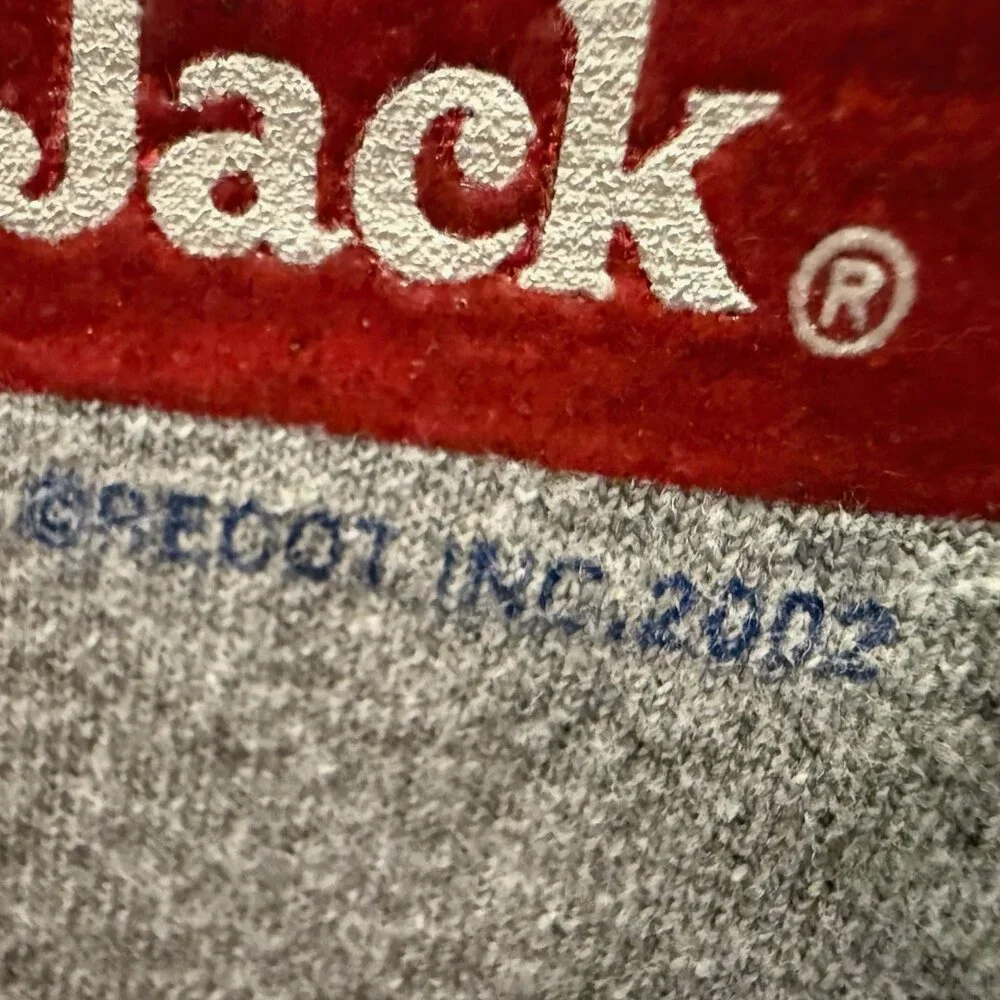 Cracker Jack Unisex TShirt, Size Adult L by Delta Pro Weight, Gray w/ Red Sleeve